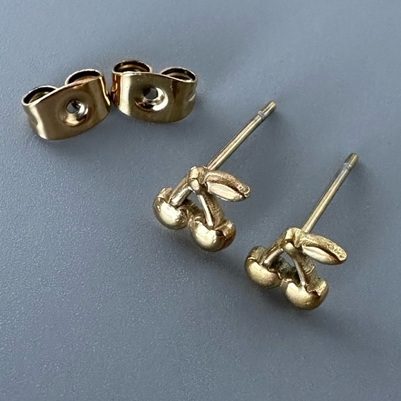 14k Gold Vermeil Tiny Cherry Studs - Picture 6 of 10